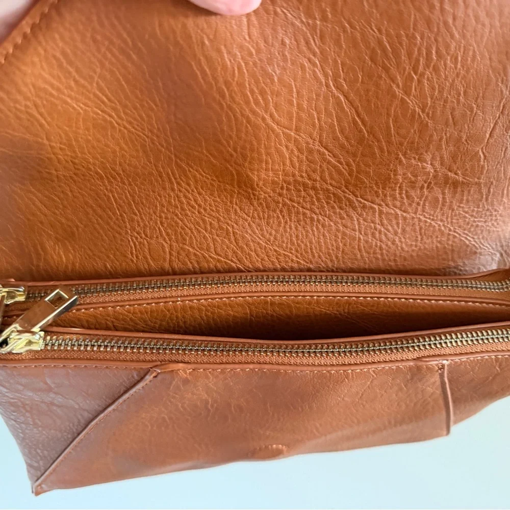 INC Women’s Boho Western‎ Crossbody Rustic Studded Purse Chic Cognac Bag